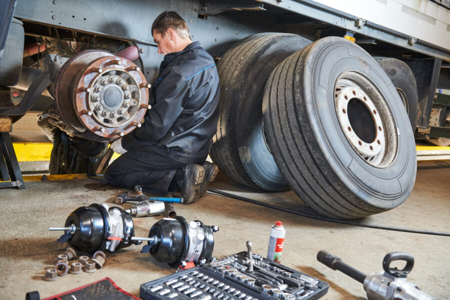 Fleet preventive maintenance being done on a fleet truck